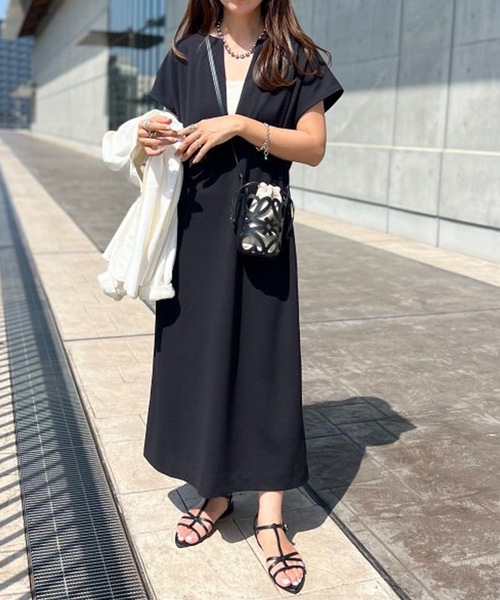 キーネックカットジョーゼットワンピース（ワンピース）｜Emma Taylor