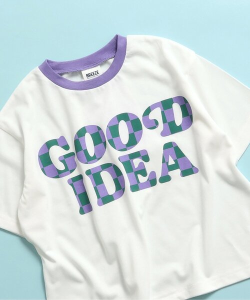 BREEZE（ブリーズ）の「【吸水速乾】EASYドライ バリエーション半袖Tシャツ（Tシャツ/カットソー・キッズ・グレー/オフホワイト/サックスブルー/グリーン/ピンク/レインボー/ベージュ/チャコール/オレンジ/イエロー・80/90/100/110/120/130/140）」の2枚目の写真