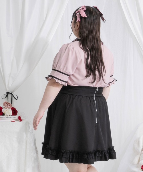 DearMyLoveWhip(ディアマイラブホイップ)の「【大きいサイズ】はしごレースリボンフリルブラウス(シャツ/ブラウス・レディース・ホワイト×ブラック/ベビーピンク/ブルーグレー/ブラック/ブラック×ピンク・4L/5L/6L)」の18枚目の写真