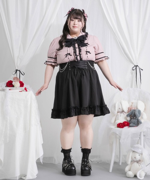 DearMyLoveWhip(ディアマイラブホイップ)の「【大きいサイズ】はしごレースリボンフリルブラウス(シャツ/ブラウス・レディース・ホワイト×ブラック/ベビーピンク/ブルーグレー/ブラック/ブラック×ピンク・4L/5L/6L)」の20枚目の写真