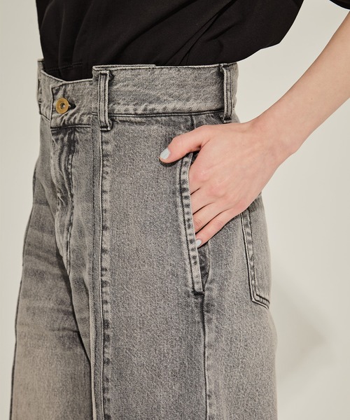 STUDIOUS（ステュディオス）の「【STUDIOUS/ステュディオス】Side Folded Jeans/サイドフォールデッドジーンズ（デニムパンツ・レディース・ダークインディゴブルー/ライトグレー・1/2）」の12枚目の写真