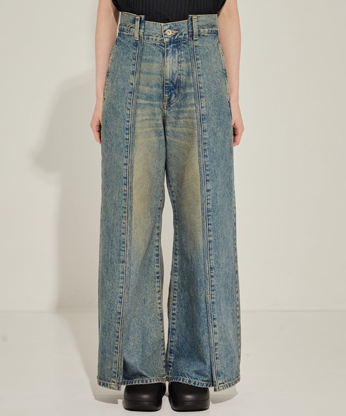 STUDIOUS（ステュディオス）の「【STUDIOUS/ステュディオス】Side Folded Jeans/サイドフォールデッドジーンズ（デニムパンツ・レディース・ダークインディゴブルー/ライトグレー・1/2）」の19枚目の写真