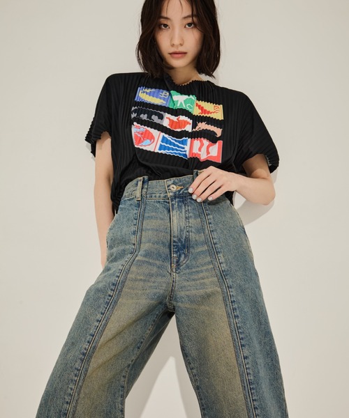 STUDIOUS（ステュディオス）の「【STUDIOUS/ステュディオス】Side Folded Jeans/サイドフォールデッドジーンズ（デニムパンツ・レディース・ダークインディゴブルー/ライトグレー・1/2）」の18枚目の写真