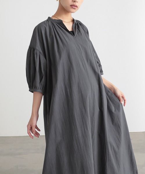for/c（フォーシー）の「インド綿ボリュームワンピース【オーガニックコットン】（ワンピース・レディース・オフホワイト/ブラック/チャコール・M/L）」の20枚目の写真