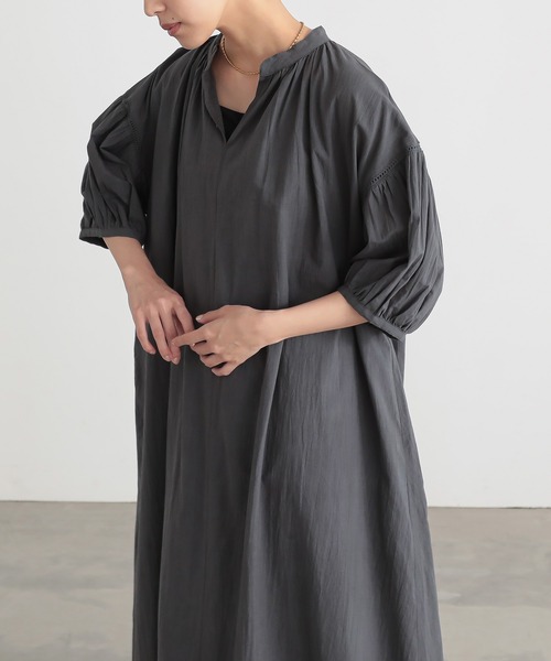 for/c（フォーシー）の「インド綿ボリュームワンピース【オーガニックコットン】（ワンピース・レディース・オフホワイト/ブラック/チャコール・M/L）」の22枚目の写真