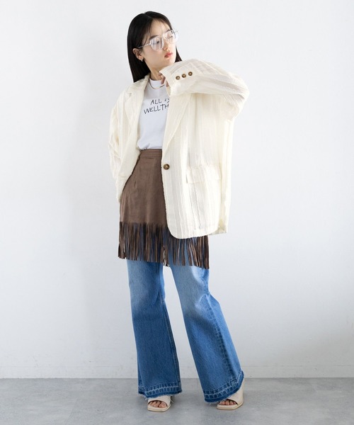 RAGEBLUE（レイジブルー）の「フリンジデザイン/シアールーズテーラードジャケット（テーラードジャケット・レディース・ホワイト/ブラック・FREE）」の5枚目の写真