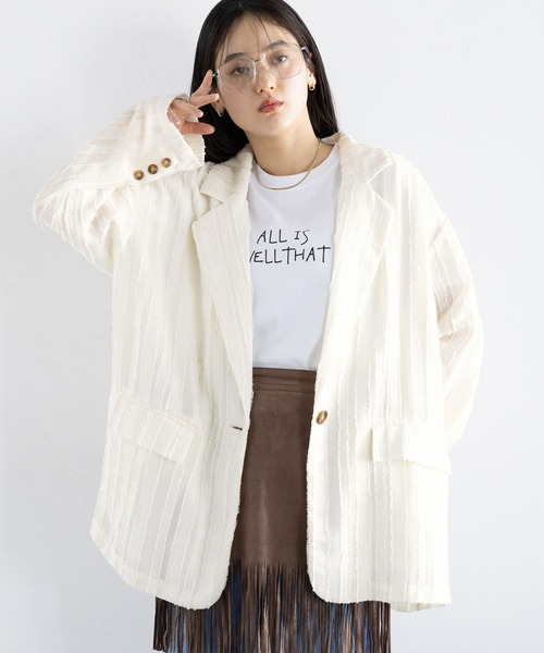 RAGEBLUE（レイジブルー）の「フリンジデザイン/シアールーズテーラードジャケット（テーラードジャケット・レディース・ホワイト/ブラック・FREE）」の7枚目の写真