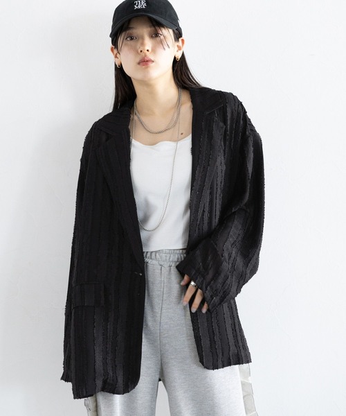 RAGEBLUE（レイジブルー）の「フリンジデザイン/シアールーズテーラードジャケット（テーラードジャケット・レディース・ホワイト/ブラック・FREE）」の12枚目の写真