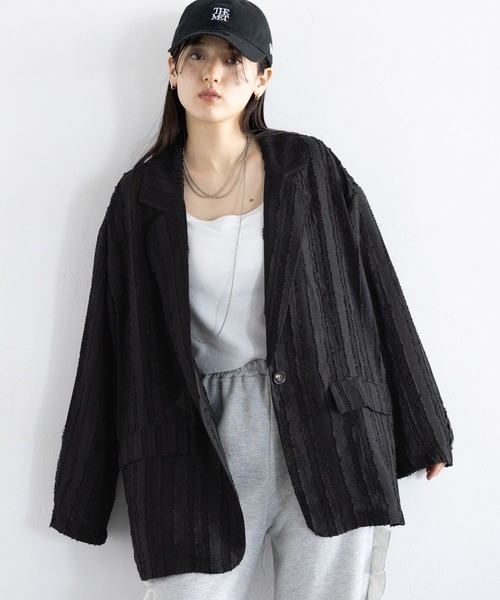 RAGEBLUE（レイジブルー）の「フリンジデザイン/シアールーズテーラードジャケット（テーラードジャケット・レディース・ホワイト/ブラック・FREE）」の13枚目の写真