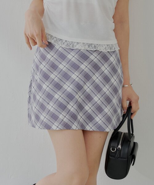 Chico（チコ）の「チェックミニボックススカート（スカート・レディース・ブラック/ブラウン/グレー・FREE）」の3枚目の写真