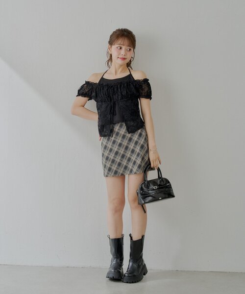 Chico（チコ）の「チェックミニボックススカート（スカート・レディース・ブラック/ブラウン/グレー・FREE）」の22枚目の写真