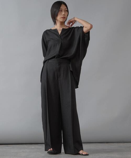 Liesse（リエス）の「《 定番 》トリアセ混スキッパードルマンブラウス（シャツ/ブラウス・レディース・カーキ/ブラック/ベージュ・FREE）」の5枚目の写真