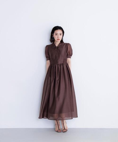 NATURAL BEAUTY BASIC(ナチュラルビューティーベーシック)の「◇シアーシャツワンピース(シャツワンピース・レディース・ダークブラウン/ブルー・SMALL/MEDIUM)」の5枚目の写真