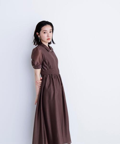 NATURAL BEAUTY BASIC(ナチュラルビューティーベーシック)の「◇シアーシャツワンピース(シャツワンピース・レディース・ダークブラウン/ブルー・SMALL/MEDIUM)」の6枚目の写真