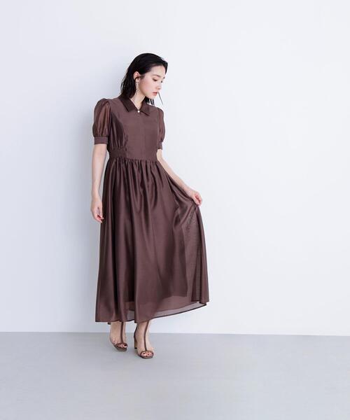 NATURAL BEAUTY BASIC(ナチュラルビューティーベーシック)の「◇シアーシャツワンピース(シャツワンピース・レディース・ダークブラウン/ブルー・SMALL/MEDIUM)」の9枚目の写真