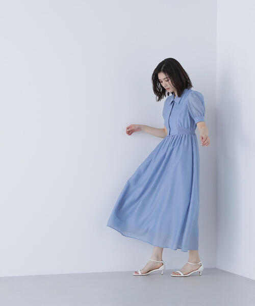 NATURAL BEAUTY BASIC（ナチュラルビューティーベーシック）の「◇シアーシャツワンピース（シャツワンピース・レディース・ダークブラウン/ブルー・SMALL/MEDIUM）」の16枚目の写真