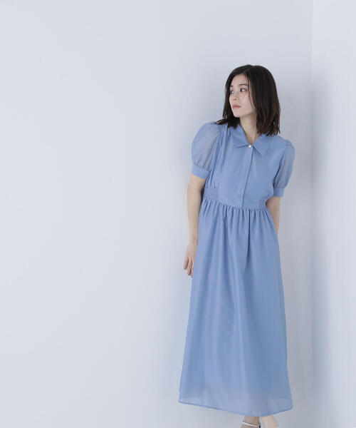 NATURAL BEAUTY BASIC（ナチュラルビューティーベーシック）の「◇シアーシャツワンピース（シャツワンピース・レディース・ダークブラウン/ブルー・SMALL/MEDIUM）」の15枚目の写真