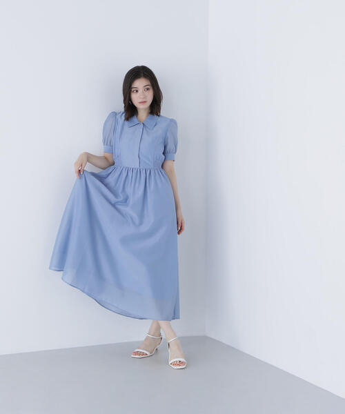 NATURAL BEAUTY BASIC（ナチュラルビューティーベーシック）の「◇シアーシャツワンピース（シャツワンピース・レディース・ダークブラウン/ブルー・SMALL/MEDIUM）」の14枚目の写真