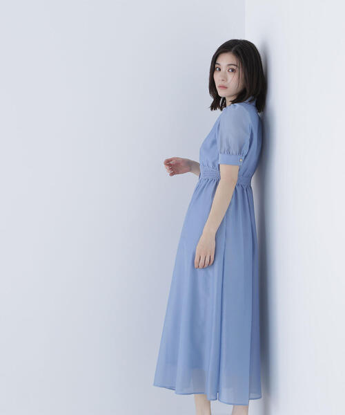 NATURAL BEAUTY BASIC（ナチュラルビューティーベーシック）の「◇シアーシャツワンピース（シャツワンピース・レディース・ダークブラウン/ブルー・SMALL/MEDIUM）」の13枚目の写真