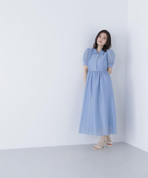 NATURAL BEAUTY BASIC（ナチュラルビューティーベーシック）の「◇シアーシャツワンピース（シャツワンピース・レディース・ダークブラウン/ブルー・SMALL/MEDIUM）」の12枚目の写真