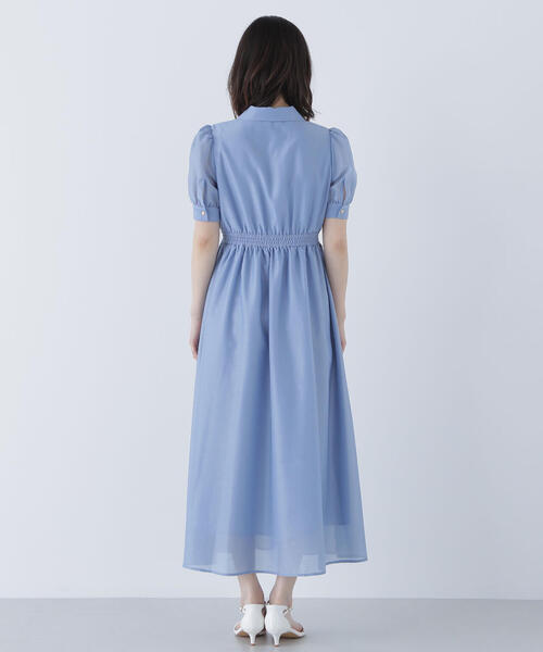 NATURAL BEAUTY BASIC（ナチュラルビューティーベーシック）の「◇シアーシャツワンピース（シャツワンピース・レディース・ダークブラウン/ブルー・SMALL/MEDIUM）」の10枚目の写真