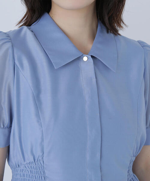 NATURAL BEAUTY BASIC（ナチュラルビューティーベーシック）の「◇シアーシャツワンピース（シャツワンピース・レディース・ダークブラウン/ブルー・SMALL/MEDIUM）」の9枚目の写真