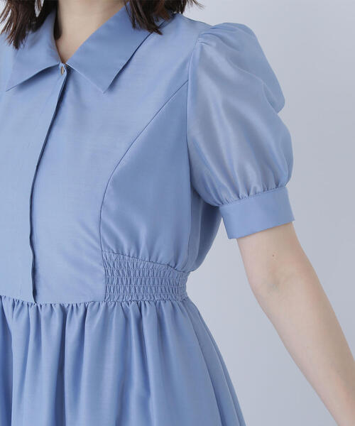 NATURAL BEAUTY BASIC（ナチュラルビューティーベーシック）の「◇シアーシャツワンピース（シャツワンピース・レディース・ダークブラウン/ブルー・SMALL/MEDIUM）」の4枚目の写真