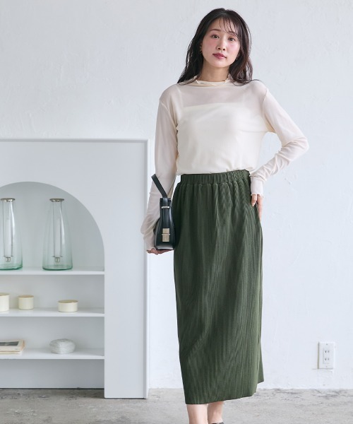 Petitjo（プッチージョ）の「小さいサイズ　セルフカットリブスカート　低身長さん・小柄女性（スカート・レディース・カーキ/ブラック・PM/PS/PL/PSS）」の6枚目の写真