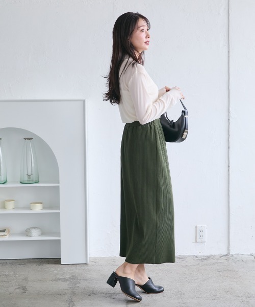 Petitjo（プッチージョ）の「小さいサイズ　セルフカットリブスカート　低身長さん・小柄女性（スカート・レディース・カーキ/ブラック・PM/PS/PL/PSS）」の7枚目の写真
