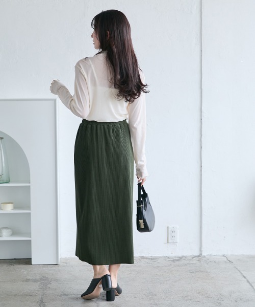 Petitjo（プッチージョ）の「小さいサイズ　セルフカットリブスカート　低身長さん・小柄女性（スカート・レディース・カーキ/ブラック・PM/PS/PL/PSS）」の12枚目の写真