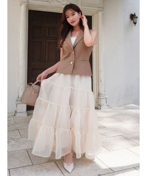 dazzlin（ダズリン）の「ショートジレ（ベスト・レディース・キャメル/チャコールグレー・FREE）」の7枚目の写真