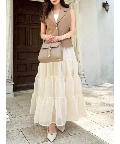 dazzlin（ダズリン）の「ショートジレ（ベスト・レディース・キャメル/チャコールグレー・FREE）」の8枚目の写真