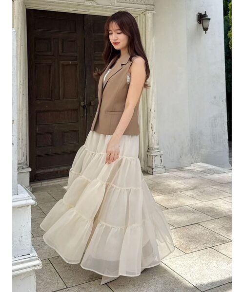 dazzlin（ダズリン）の「ショートジレ（ベスト・レディース・キャメル/チャコールグレー・FREE）」の9枚目の写真