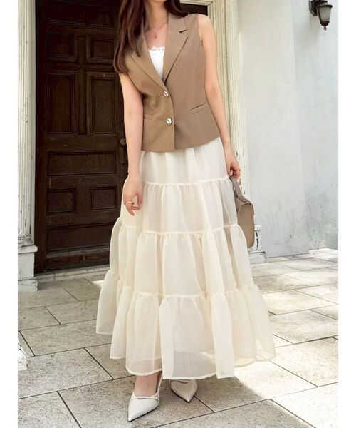 dazzlin（ダズリン）の「ショートジレ（ベスト・レディース・キャメル/チャコールグレー・FREE）」の11枚目の写真