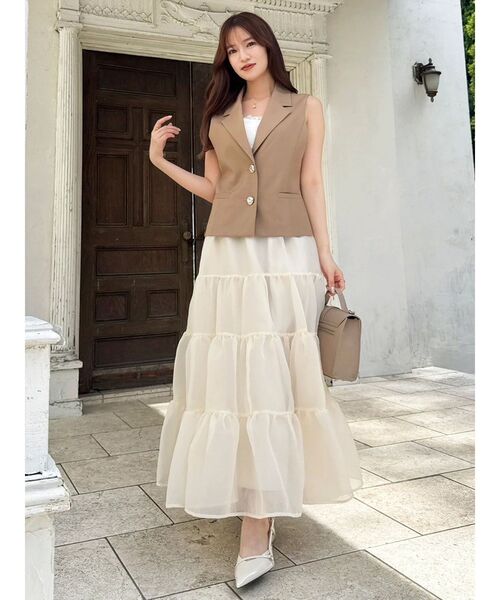 dazzlin（ダズリン）の「ショートジレ（ベスト・レディース・キャメル/チャコールグレー・FREE）」の12枚目の写真