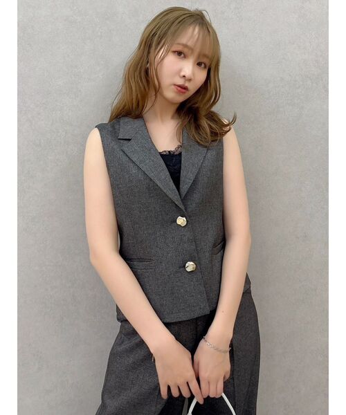 dazzlin（ダズリン）の「ショートジレ（ベスト・レディース・キャメル/チャコールグレー・FREE）」の18枚目の写真