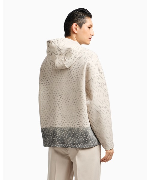 EMPORIO ARMANI(エンポリオアルマーニ)の「【エンポリオ アルマーニ】ASV フード付きスウェットシャツ ダブルジャージー オールオーバー ダイヤプリント(スウェット・メンズ・インディゴブルー・SMALL/LARGE/MEDIUM/X-SMALL)」の2枚目の写真