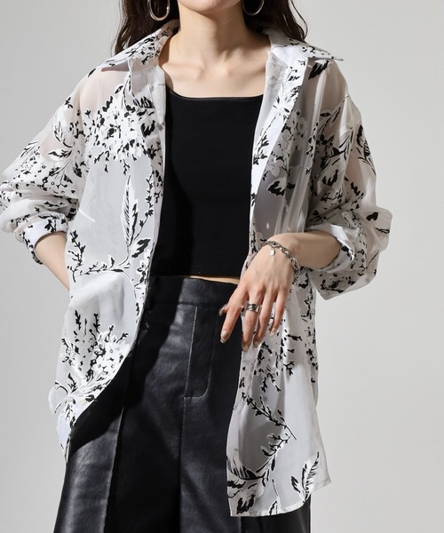 REGIEVO(レジエボ)の「シースルージャガードシャツ(シャツ/ブラウス・メンズ・ブラック/ホワイト・M/L)」の22枚目の写真
