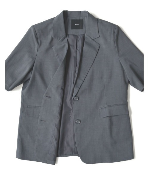 Re:EDIT（リエディ）の「リネンライク半袖テーラードジャケット（テーラードジャケット・レディース・ブラック/アイボリー/ブルー/チャコールグレー/ベージュ/イエロー/ブラウン・LARGE/MEDIUM）」の21枚目の写真