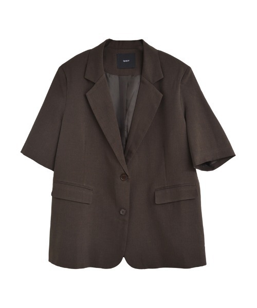 Re:EDIT（リエディ）の「リネンライク半袖テーラードジャケット（テーラードジャケット・レディース・ブラック/アイボリー/ブルー/チャコールグレー/ベージュ/イエロー/ブラウン・LARGE/MEDIUM）」の15枚目の写真