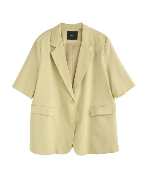 Cen. リネンライク リボンジャケット ベージュ セール】リネンライク半袖テーラードジャケット（テーラードジャケット