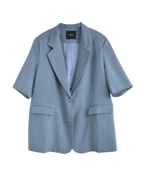 リネンライク半袖ダブルジャケット テーラードジャケット エクリュ ESICA リネンライク半袖ダブルジャケット テーラードジャケット エクリュ
