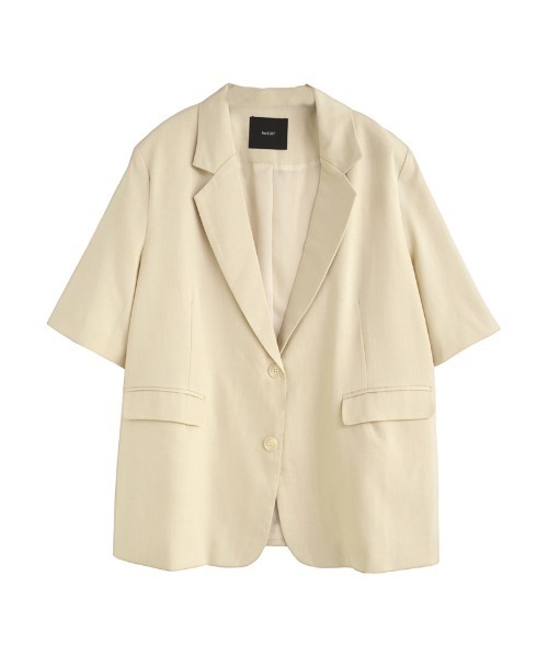Re:EDIT（リエディ）の「リネンライク半袖テーラードジャケット（テーラードジャケット・レディース・ブラック/アイボリー/ブルー/チャコールグレー/ベージュ/イエロー/ブラウン・LARGE/MEDIUM）」の9枚目の写真