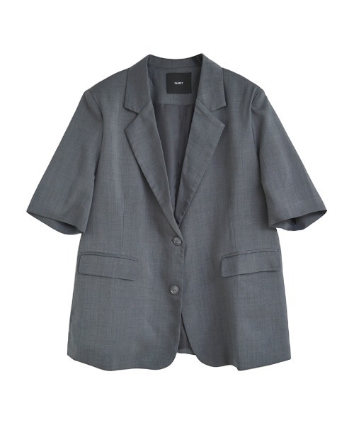 Re:EDIT（リエディ）の「リネンライク半袖テーラードジャケット（テーラードジャケット・レディース・ブラック/アイボリー/ブルー/チャコールグレー/ベージュ/イエロー/ブラウン・LARGE/MEDIUM）」の10枚目の写真