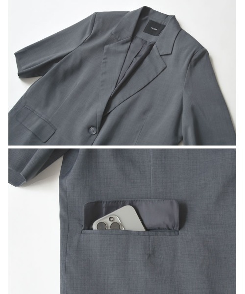 Re:EDIT（リエディ）の「リネンライク半袖テーラードジャケット（テーラードジャケット・レディース・ブラック/アイボリー/ブルー/チャコールグレー/ベージュ/イエロー/ブラウン・LARGE/MEDIUM）」の22枚目の写真