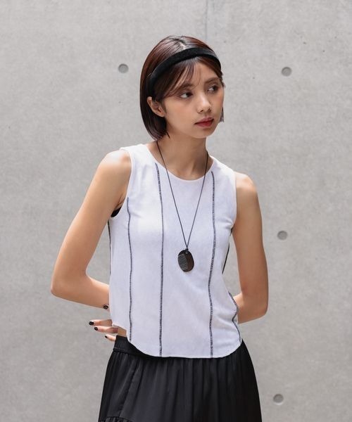 PAGEBOY(ページボーイ)の「ハイショクパイピングノースリーブ(タンクトップ・レディース・ブラック/オフホワイト/グリーン系その他4・FREE)」の9枚目の写真