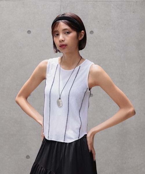 PAGEBOY(ページボーイ)の「ハイショクパイピングノースリーブ(タンクトップ・レディース・ブラック/オフホワイト/グリーン系その他4・FREE)」の8枚目の写真