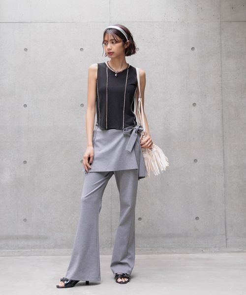 PAGEBOY(ページボーイ)の「ハイショクパイピングノースリーブ(タンクトップ・レディース・ブラック/オフホワイト/グリーン系その他4・FREE)」の4枚目の写真