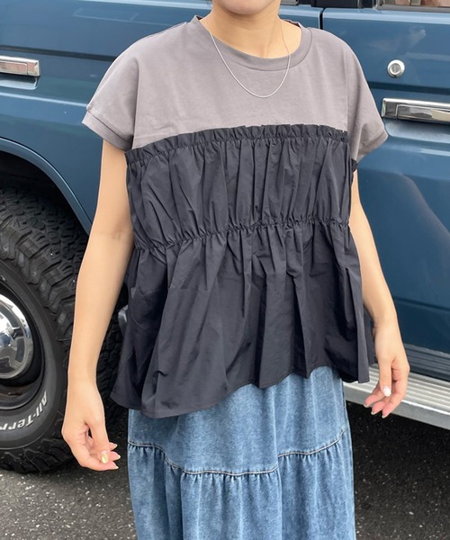ビスチェレイヤード風デザインTee ビスチェレイヤード風デザインTee/YECCA VECCA（イェッカ