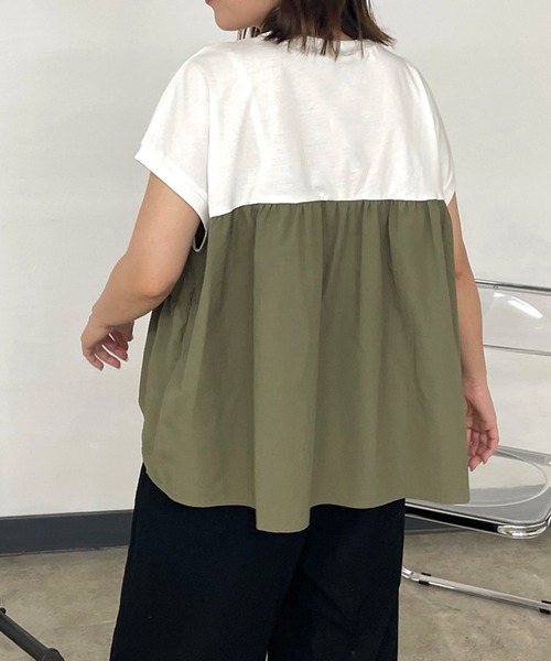 セール】ビスチェレイヤード風異素材切替Tシャツ（Tシャツ